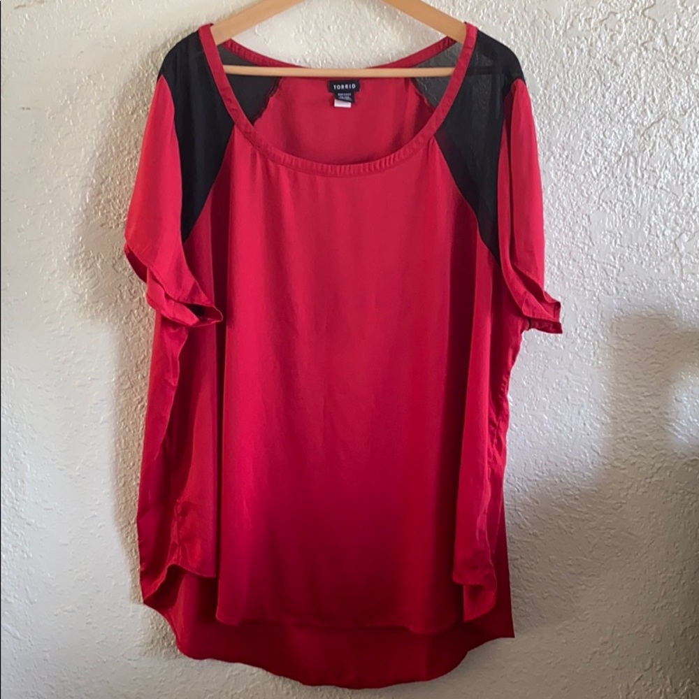 Torrid | Red and Black sheer shoulder